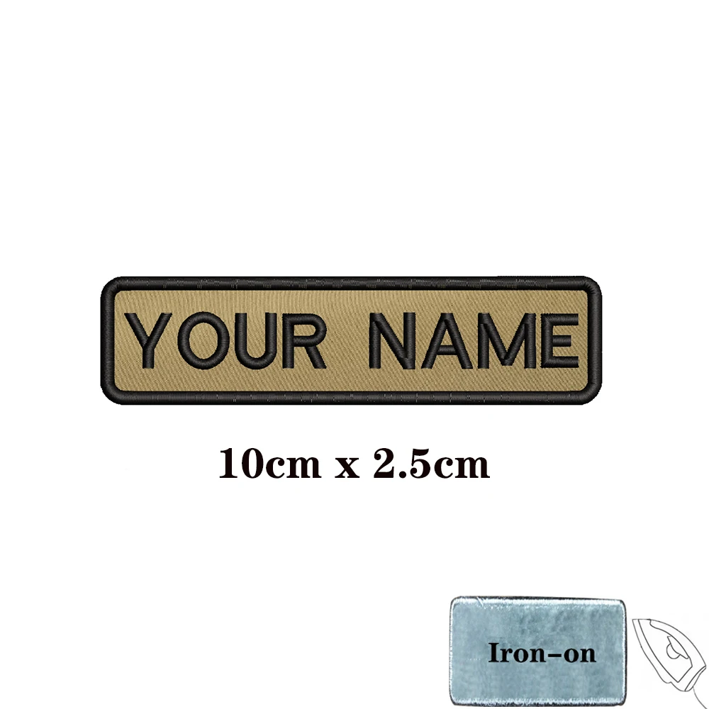 1PC Custom Personalized Name number Patch Stripes Badge tags chevrons Armband Iron On Or Hook Loop embroidered Military Khaki - imagen 4