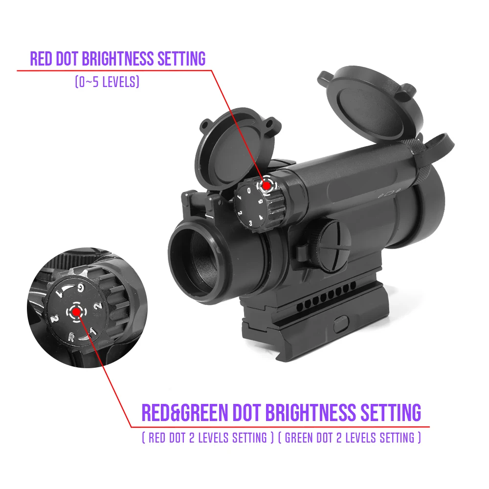 Mira reflex Airsoft AIM 4MOA con lentes abatibles y montaje MK18 - imagen 4