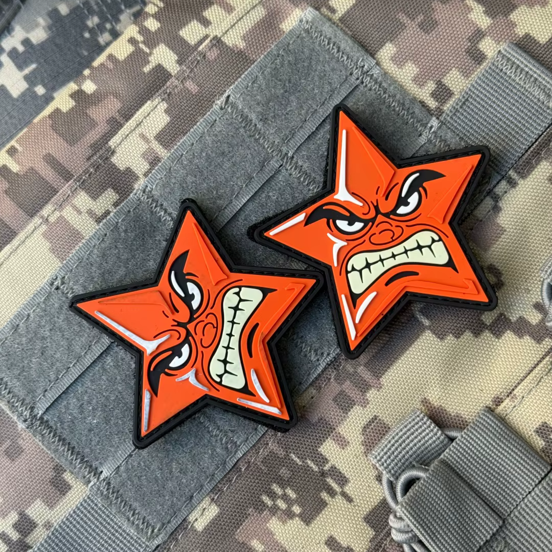 Parche táctico moral estrellas enojadas PVC velcro gancho-bucle