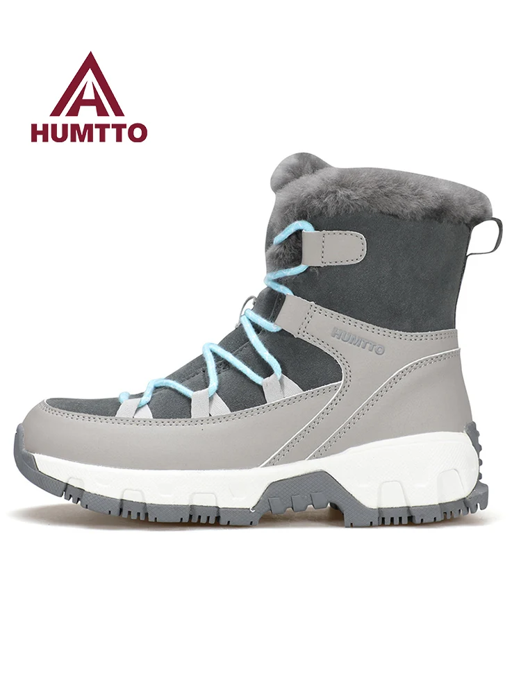 HUMTTO, zapatos de nieve altos para exteriores, zapatos de senderismo para mujer, botas de esquí cálidas de lana para caminar en invierno, botas de nieve impermeables, zapatillas de trekking - imagen 5