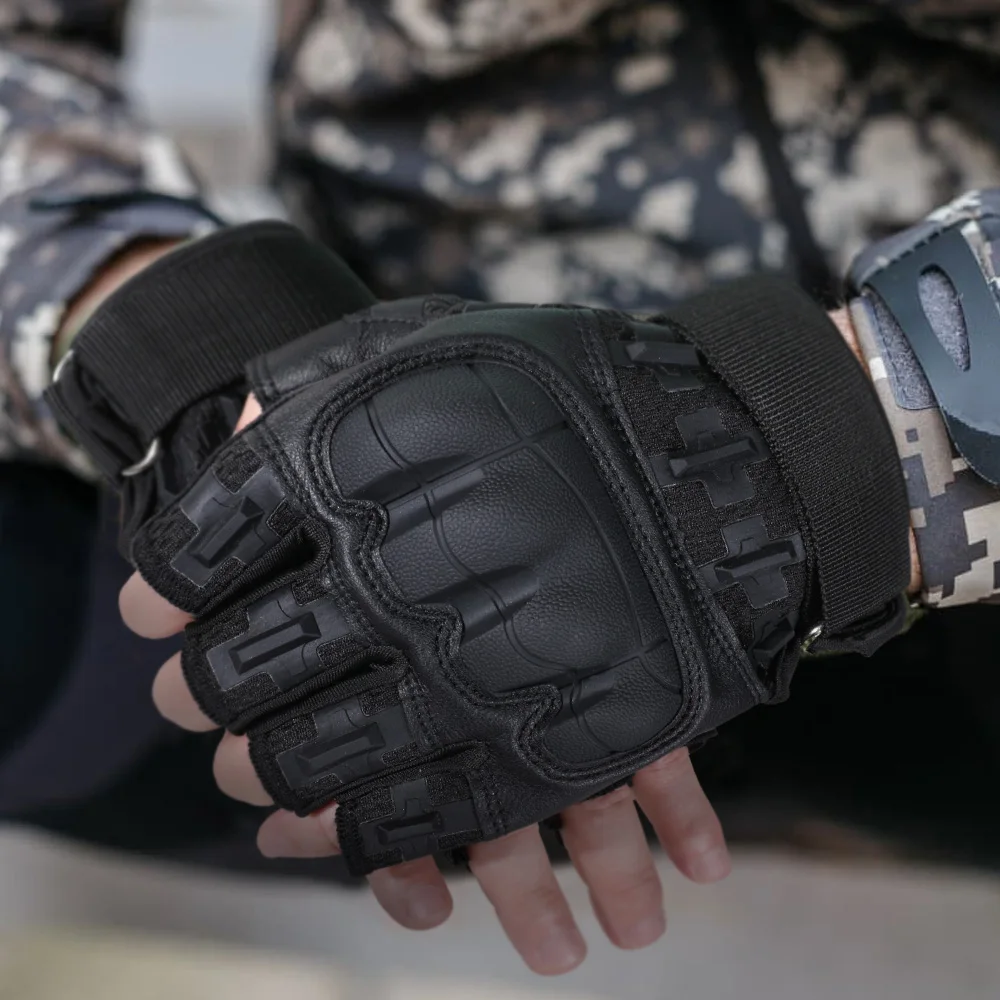 Outooor-guantes tácticos sin dedos para hombre, carcasa dura, deportes, Paintball, Airsoft, caza, combate, montar, senderismo, ciclismo, equipo antideslizante - imagen 2