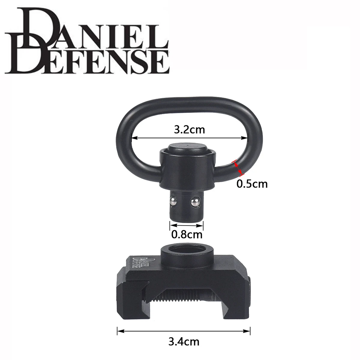 Punto de fijación giratorio QD de montaje en riel Daniel Defense con eslinga QD de alta resistencia, ajuste giratorio, riel Picatinny de 20mm - imagen 5