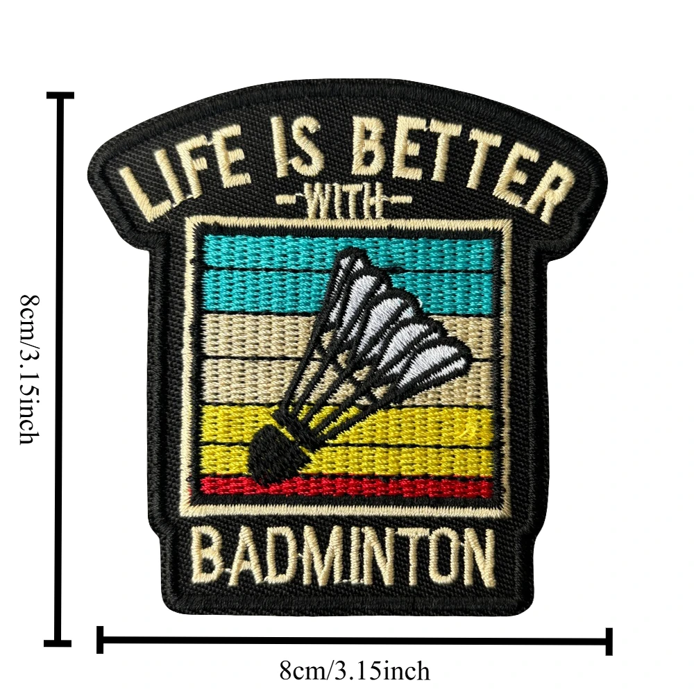 La vida es mejor con parche de bádminton, insignias bordadas con volante, parches de moral deportivos para Fitness, gancho y bucle para gorra de mochila - imagen 2