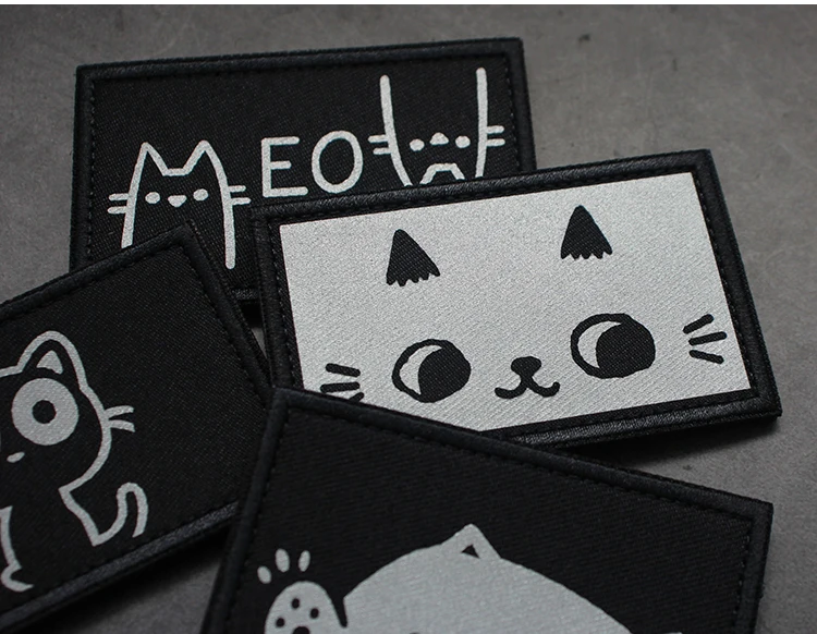 Parche de gato bonito, insignia de moral reflectante, estampado de gancho y bucle, brazalete táctico, pegatinas de mochila - imagen 3