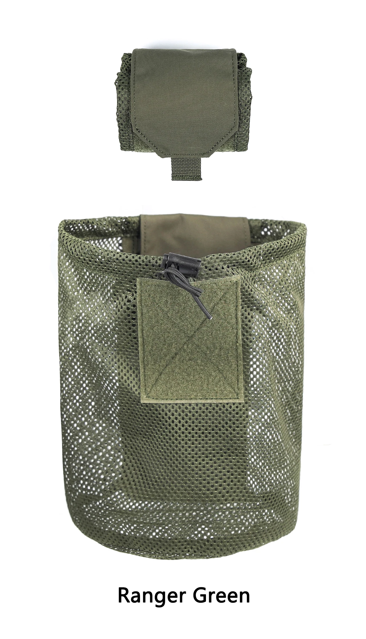 Una bolsa de malla verde con bolsillo y correa