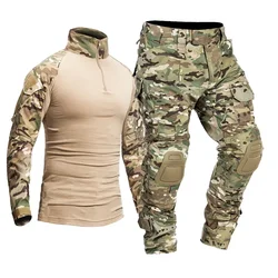 Trajes tácticos, uniforme Milita, camisas de caza de camuflaje, pantalones Cargo + almohadilla, conjuntos de ropa de caza de Paintball Airsoft, resistentes al desgaste al aire libre