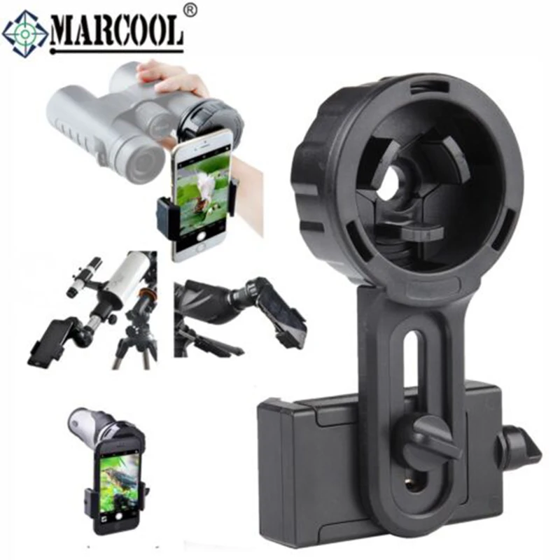 MARCOOL Universal adaptador de teléfono celular soporte Clip montaje abrazadera giratoria goma suave para telescopio Monocular Binocular CM-9