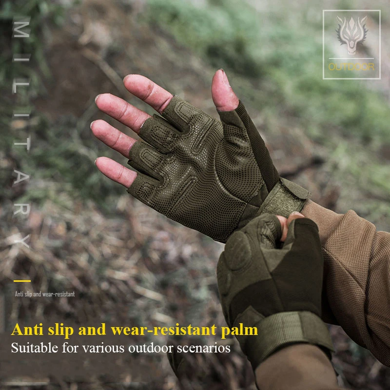 Guantes tácticos militares del Ejército para hombre, guantes de caza de combate sin dedos, Airsoft, escalada, Camping, senderismo, guantes de trabajo para motocicleta - imagen 5