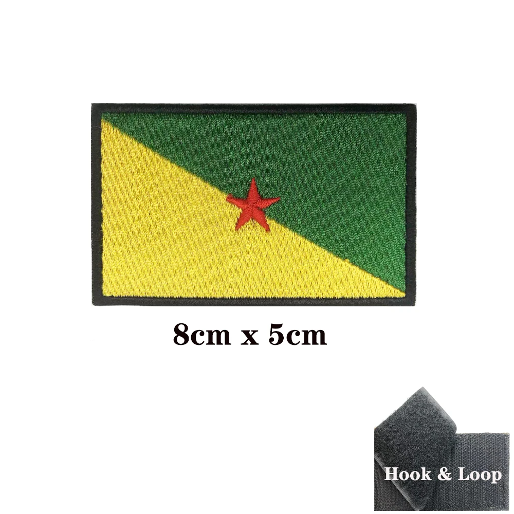Bandera de Guiana Francesa, parche a rayas, insignia, etiquetas, brazalete militar, planchado, lazo de gancho bordado, Chevrons, 1 unidad - imagen 3