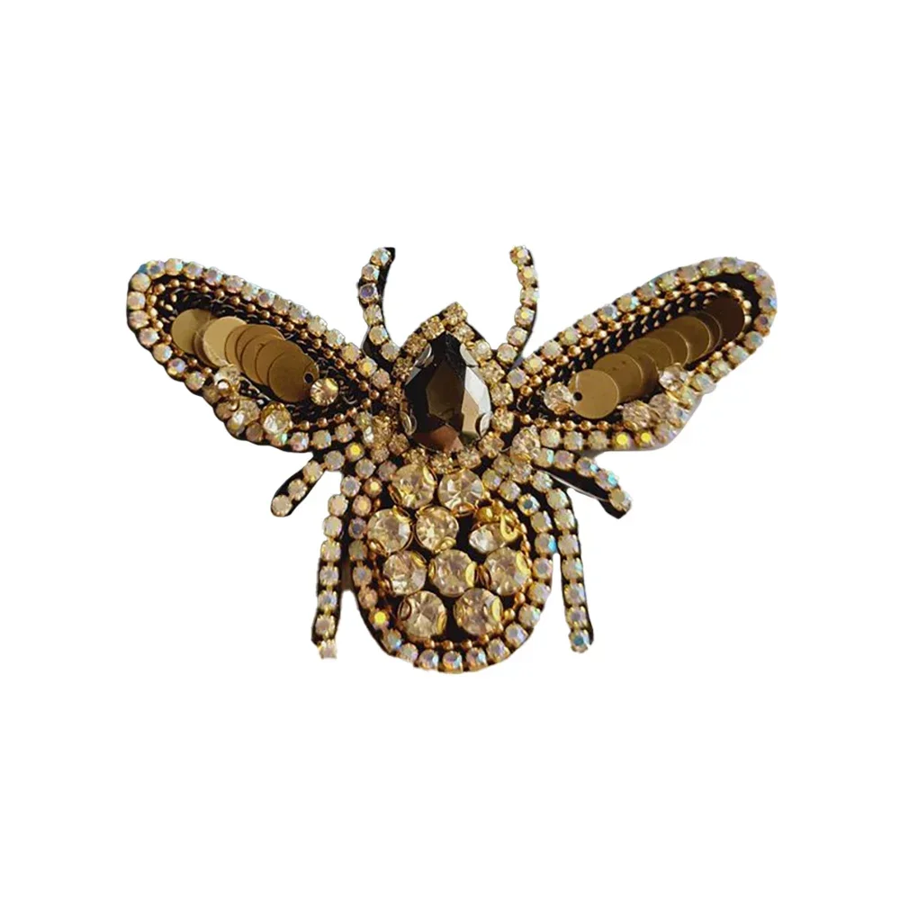 Parche bordado abeja con cuentas y diamantes – Decorativo para ropa - imagen 4