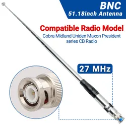 Antena de Radio CB 27Mhz BNC para Baofeng Quansheng UV-K5(8) Iradio Anytone Midland Uniden Cobra antena portátil Walkie Talkie