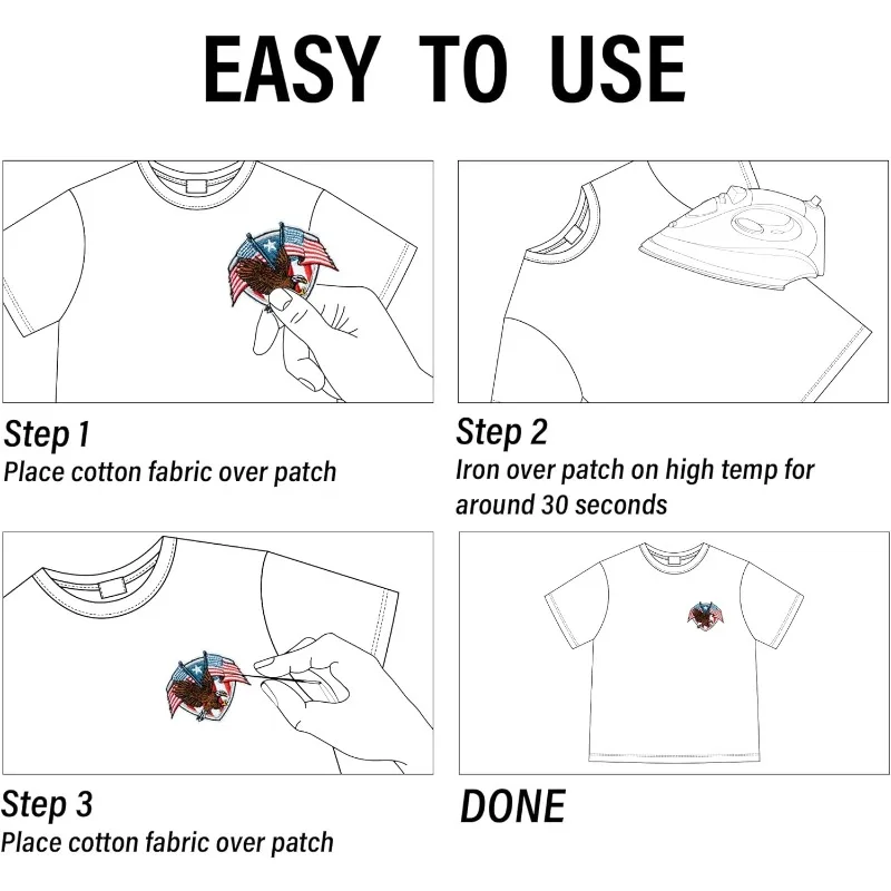 Parches bordados del 4 de julio para ropa, parche de águila calva de estilo americano, parches para planchar en ropa, insignias decorativas del 4 de julio de EE. UU. - imagen 5