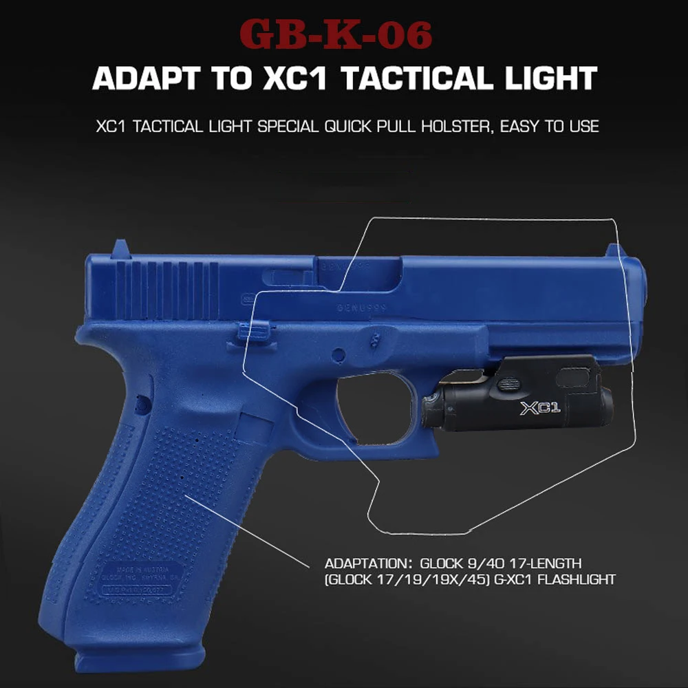 Funda táctica de dibujo rápido para linterna XC1, Material Kydex para Glock 17/19/19X/45 Militar, caza al aire libre, funda de juego CS Airsoft - imagen 5
