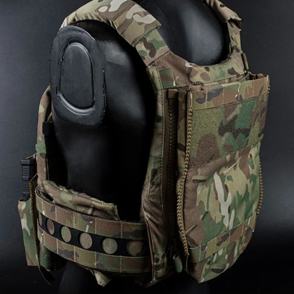 Chaleco táctico adaptable con Panel trasero, bolsa de agua, depósito de vejiga de 3L, sistema Molle, cremallera lateral para portador de placa FCPC, bolsa de chaleco de caza - imagen 5