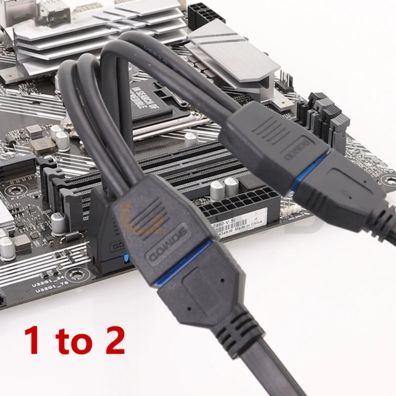 Cable de extensión de cabezal USB 3,0, adaptador de extensión divisor de 19/20 Pines de 1 a 2 Y, envío directo - imagen 2