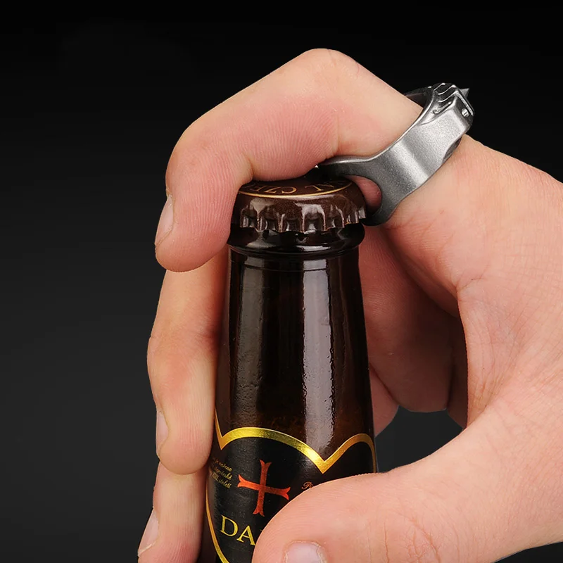 CooYoo-anillo frío/frío Plus, anillo de autodefensa, anillo de aleación de titanio Edc, autoluminoso, con incrustaciones de titanio, Cabeza de Acero de tungsteno - imagen 5