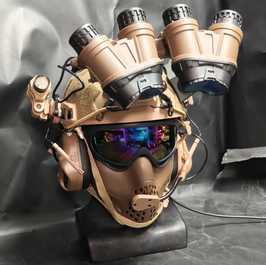 Conjunto de casco táctico, máscara delta, modelo de dispositivo de visión nocturna de cuatro ojos, equipo CS, conjunto de chaleco de entrenamiento de campo - imagen 2