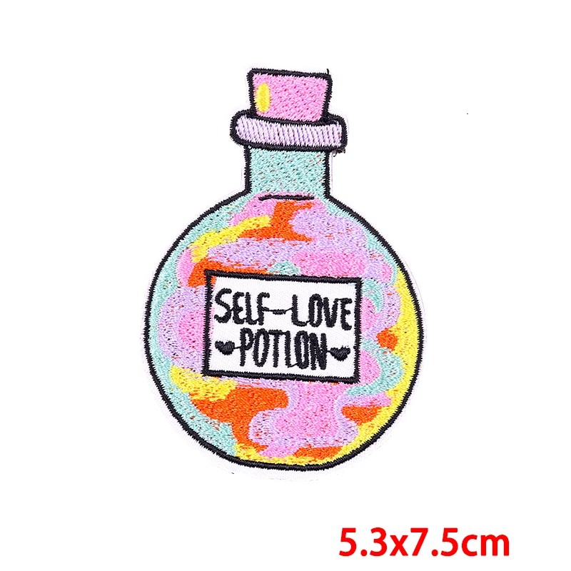 Parche bordado de flores con letras rosas/arcoíris, parches bordados de dibujos animados DIY para ropa, chaqueta, pantalones vaqueros, apliques para coser, parches para planchar - imagen 5