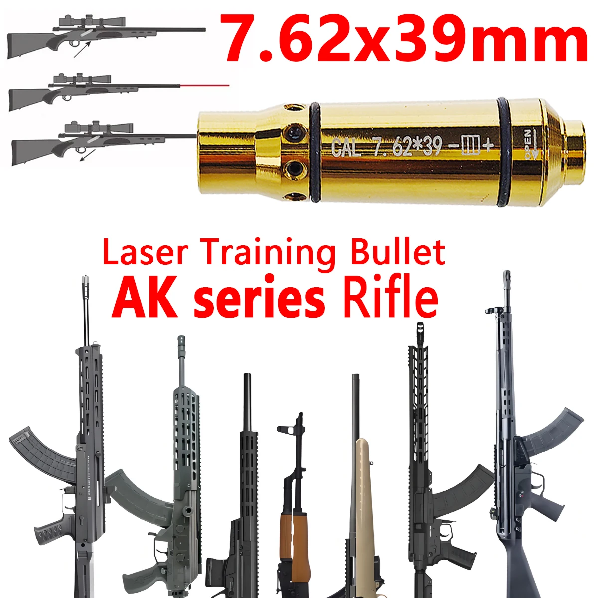 Rifle AK47, bala de entrenamiento láser de 7,62x39mm, serie AK, puntero de mira láser para Rifle para AK-74 de fuego seco, balas láser de entrenamiento de 7,62mm - imagen 2