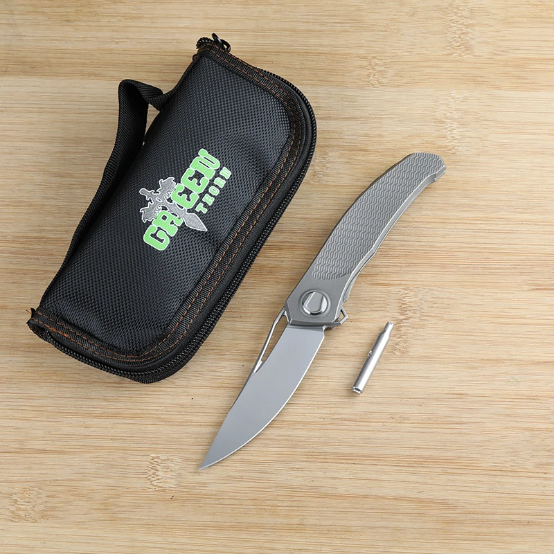 Cuchillo plegable EDC Espina verde con hoja VG10 y mango 3D titanio - imagen 2