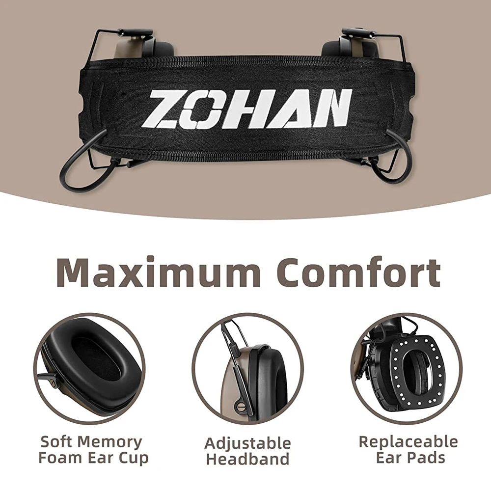 ZOHAN 5,0 Bluetooth tácticas electrónicas orejeras de tiro protección auditiva cancelación activa de ruido con para rango de disparo de caza - imagen 4