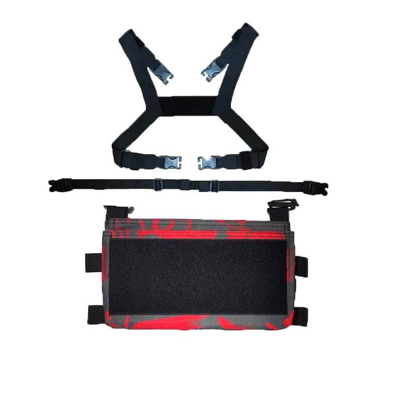 Chaleco táctico colgante de pecho rojo y gris, bolsa de vientre, anillo, bolsa de herramientas de cintura, conjunto de tres piezas - imagen 5