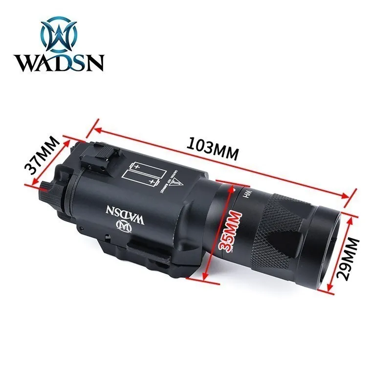 WADSN-linterna de pistola estroboscópica de Metal táctica X300V, linterna LED de caza al aire libre para arma de riel de 20MM, luz de explorador, salida potente - imagen 5