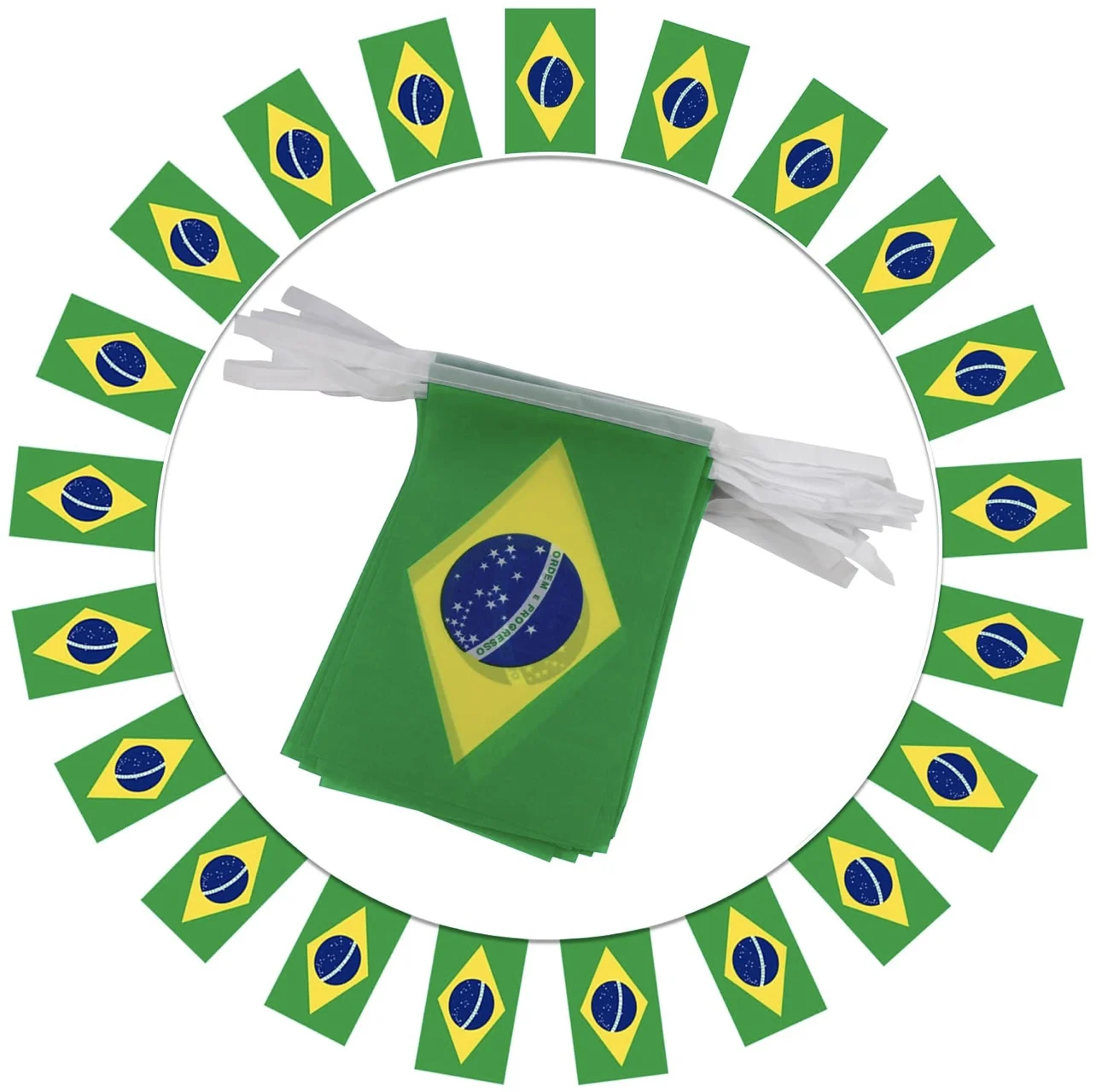 20/juego de banderines de Brasil, banderines cuadrados de 14x21cm, banderines de cuerda para fiesta navideña, banderas de Brasil, decoración colgante de poliéster - imagen 2