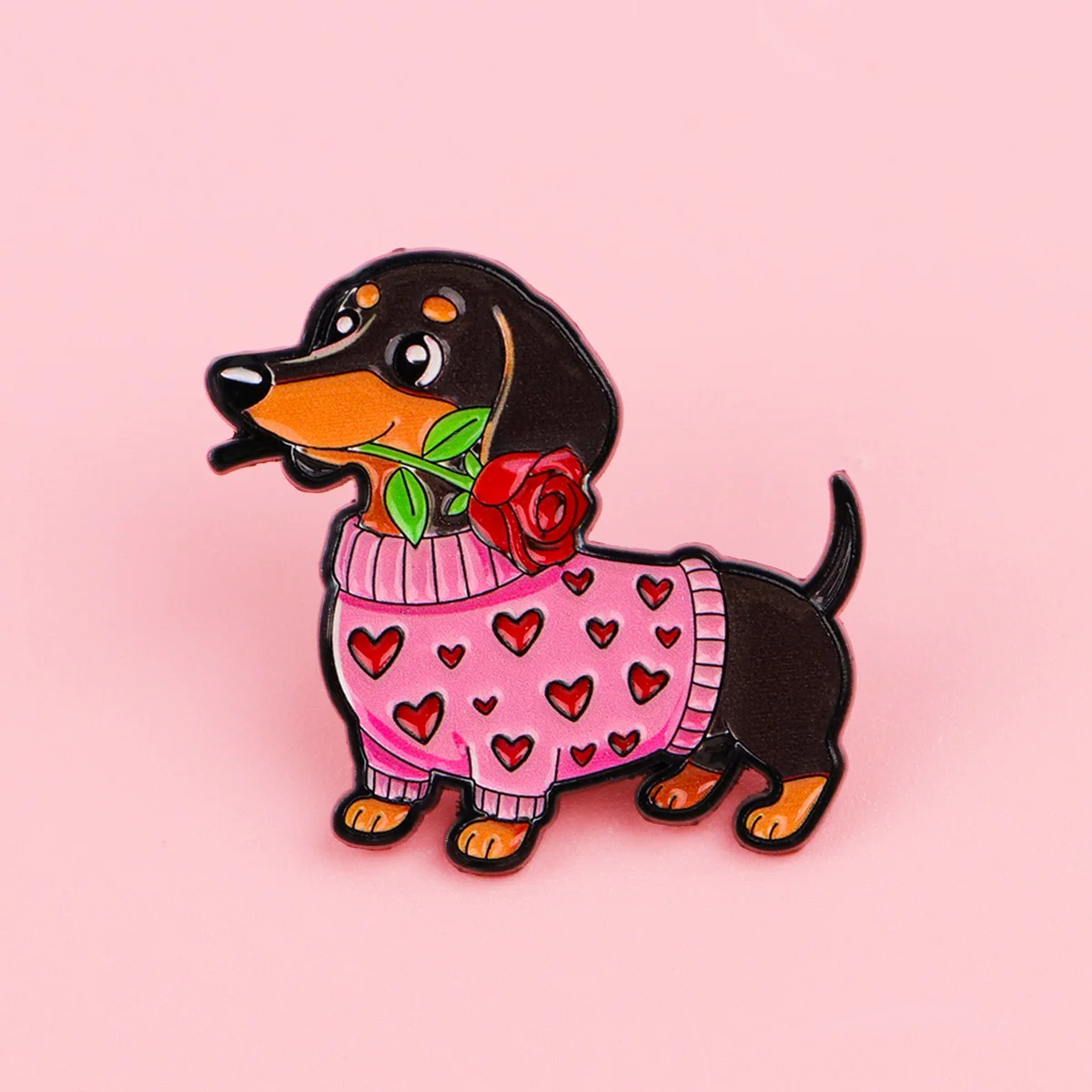 Broche esmaltado perro salchicha metálico para chaqueta y mochila - imagen 5