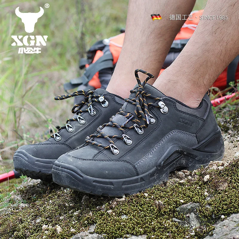 XGN-zapatos de senderismo de cuero de vaca para hombre y mujer, botas de caza impermeables, botines tácticos de combate en el desierto, zapatillas de trekking de viaje - imagen 5