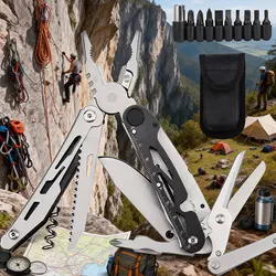 JSJM multiherramienta EDC plegable con alicates, cuchillo y sierra