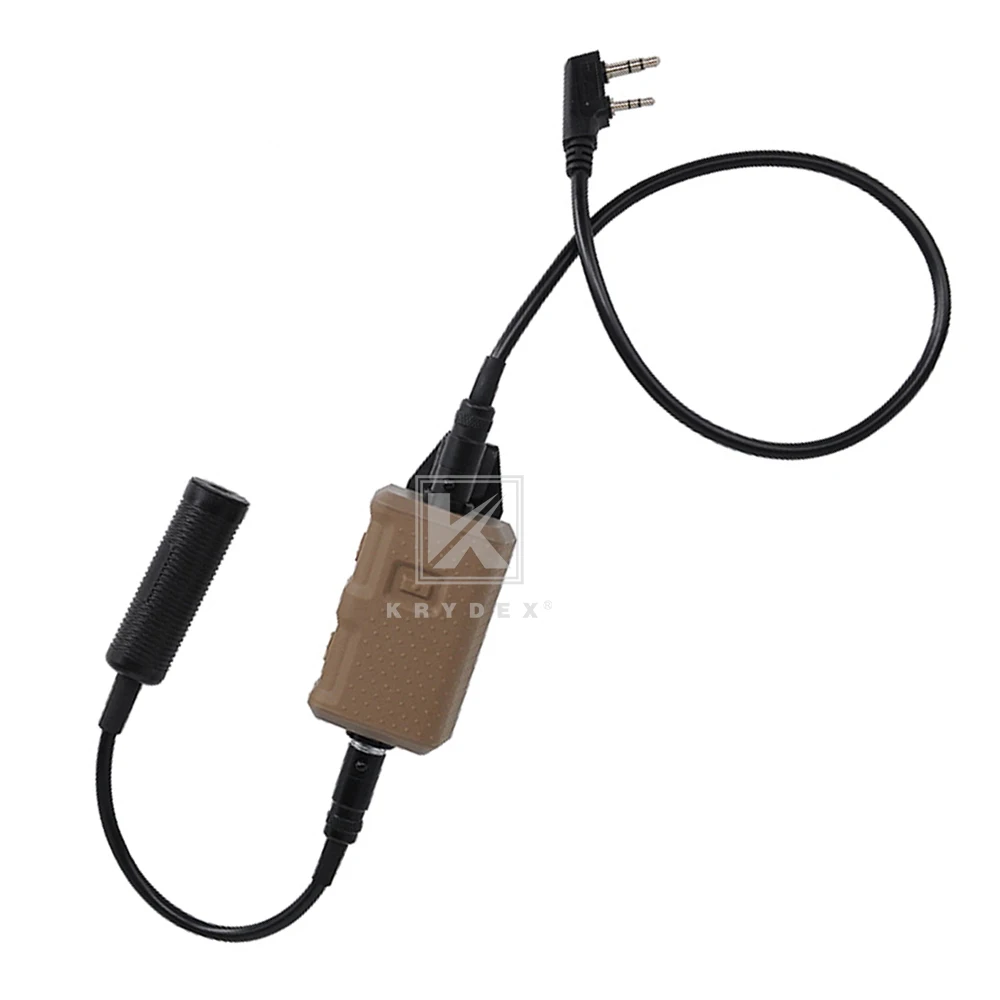 Adaptador KRYDEX FCS V20 PTT compatible con auriculares tácticos con conector de Radio Comtac III RAC