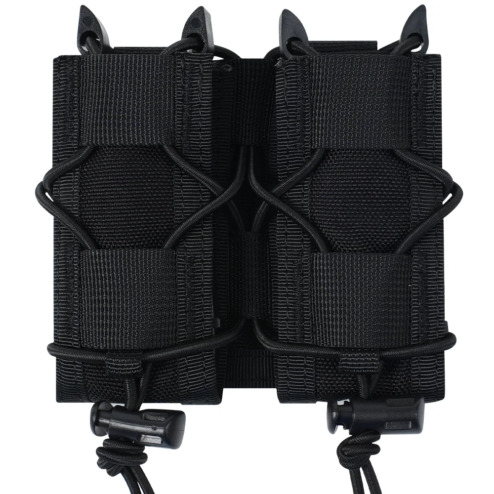 Bolsa de cargador doble de 9mm, bolsa de nailon MOLLE 500D, soporte para linterna, cuchillo de caza, funda para tiro, accesorios para Airsoft - imagen 2