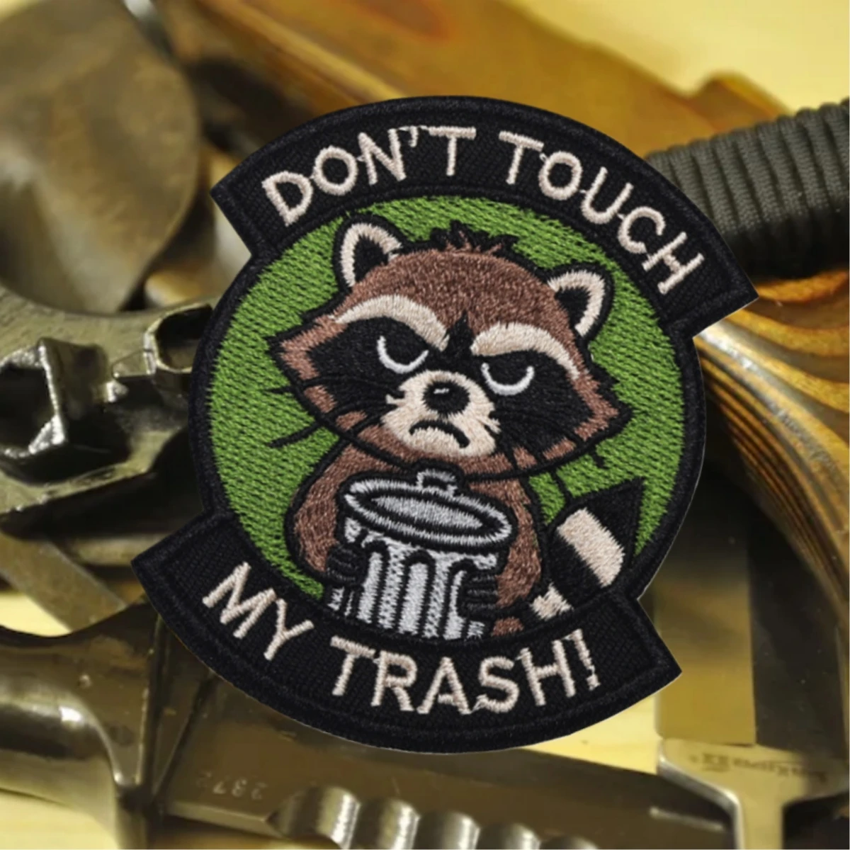 No toca a mi moral, parche táctico de mapache, brazalete militar, parches de gancho bordados para ropa, pegatina para mochila - imagen 4