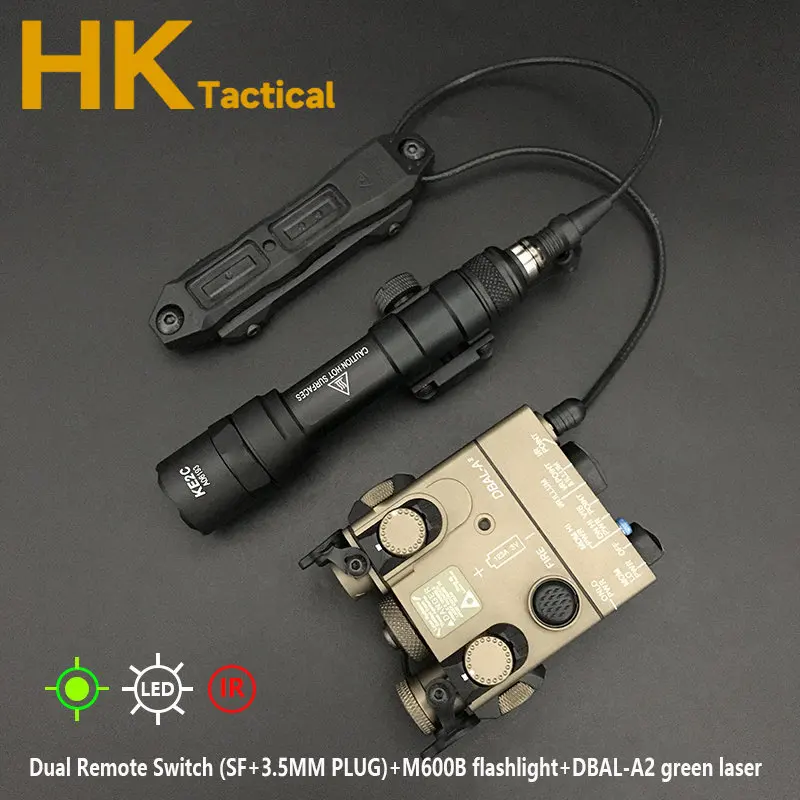 Airsoft táctico DBAL A2 láser rojo verde IR vista arma luz Led Surefir M600B linterna doble Control interruptor de presión conjunto - imagen 3