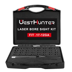 WestHunter Kit de mira láser con 32 adaptadores 0,17 a 12GA Láser de mira de orificio brillante rojo o verde con interruptor de botón