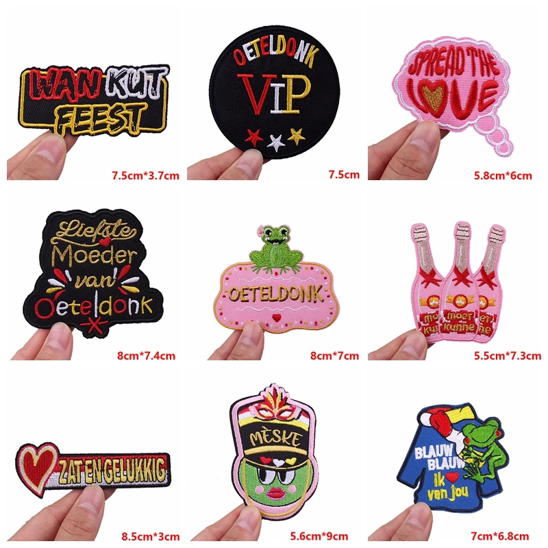5 uds. Parche con emblema de Oeteldonk de Países Bajos bordado de rana de Carnaval de Países Bajos DIY parches para planchar para ropa chaquetas insignias para coser - imagen 5
