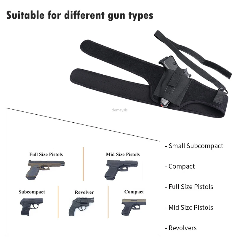 Fundas universales para pistola de axilas, funda de hombro táctica de ocultación profunda, se adapta a pistolas subcompactas y compactas - imagen 3