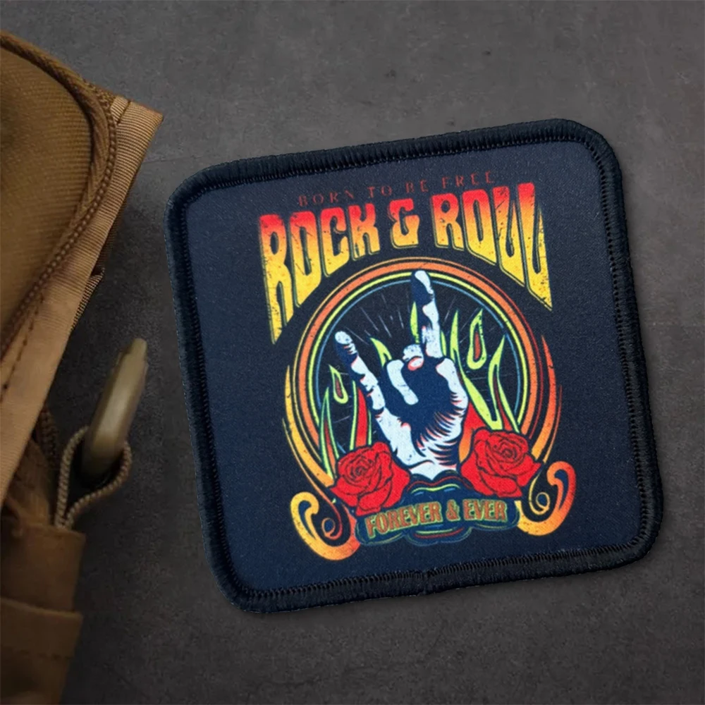 Parche táctico de moral ROCK & Roll, apliques de estilo Rock, parches militares con gancho para accesorios de ropa, pegatinas para mochila - imagen 3