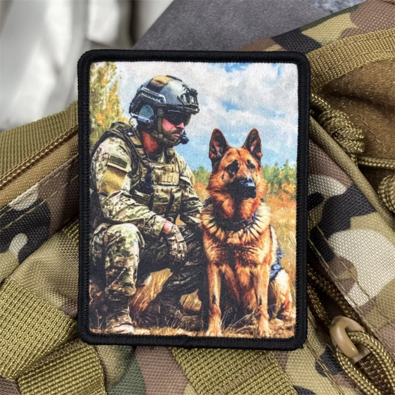 Parche con estampado de perros y soldados militares para ropa, parches tácticos con gancho, insignias de moral, pegatinas para mochila - imagen 2