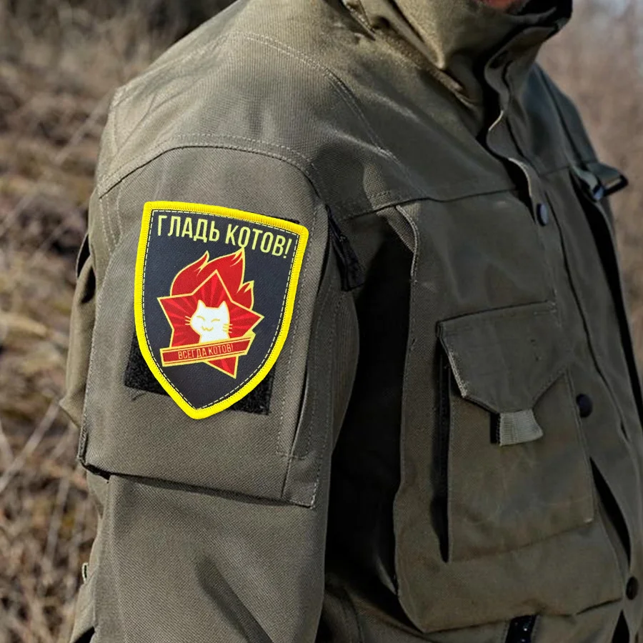 Parche táctico "Hungry Cats", brazalete con gancho y bucle bordado, insignia de moral militar, pegatinas para mochila Chevron - imagen 5