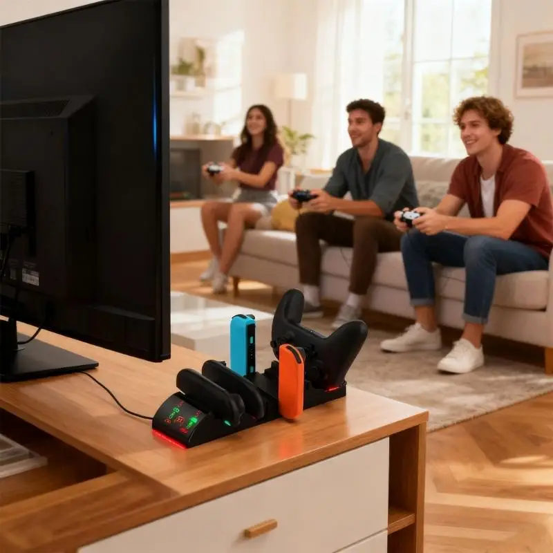 Base carga universal para juegos para NS2PRO compatible con 4 5 controladores con indicadores potencia individuales K1KF