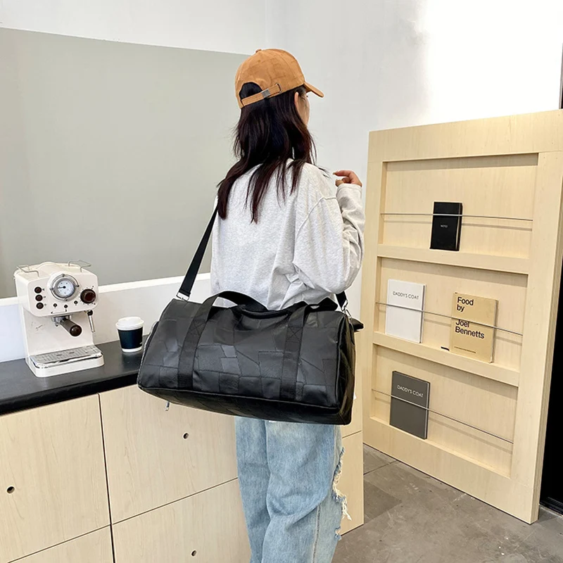 Bolso de lona deportivo para gimnasio, bolso de hombro de viaje, entrenamiento de Yoga y Fitness con zapatos, bolsa para acampar al aire libre, senderismo, bolsillo de almacenamiento - imagen 3