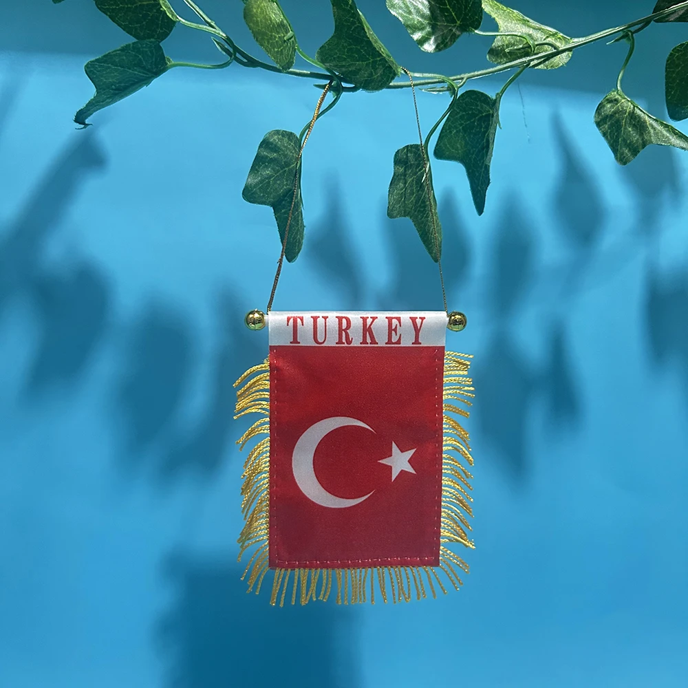 Bandera turca para coche banderín colgante de poliéster