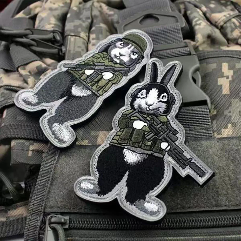 Parches bordados de guerreros de conejo, insignia de moral militar táctica, parches de bucle de gancho en ropa, chaquetas, sombreros, apliques de decoración - imagen 4