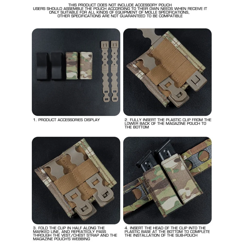 Bolsa para revista de pistola de caza, bolsa individual para Mag rápida de 9MM, soporte doble para Airsoft de caza con Clip de soporte de nailon - imagen 2