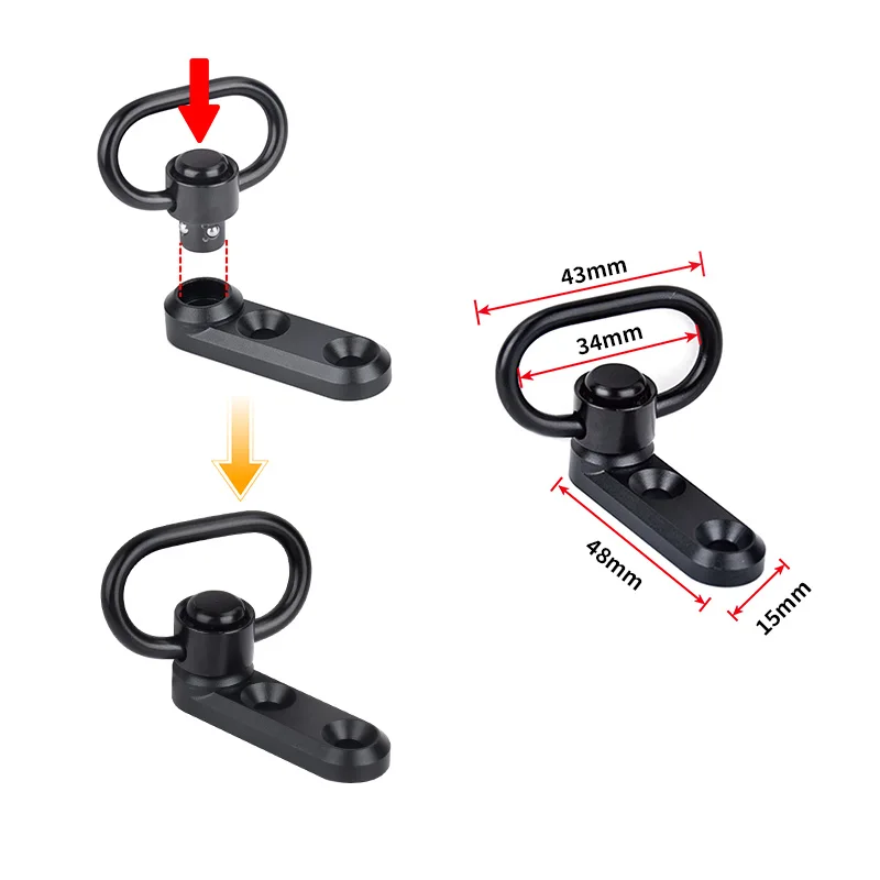 WADSN-Soporte de eslinga QD de Metal táctico, compatible con riel MLOK KEYMOD M4 AR15, Base montada, hebilla de correa giratoria, botón de liberación rápida para caza - imagen 5