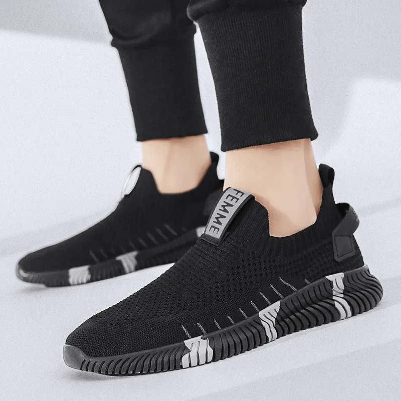 Zapatos vulcanizados para hombre, zapatos de malla para hombre, zapatillas ligeras y cómodas para hombre, zapatos planos sin cordones a la moda de otoño 2025, mocasines para hombre - imagen 3