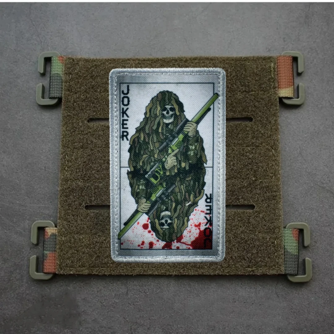 Insignia de moral de esqueleto "Joker, táctico", parche táctico, brazalete militar, parches de bucle de gancho de impresión para ropa, pegatina para mochila - imagen 5