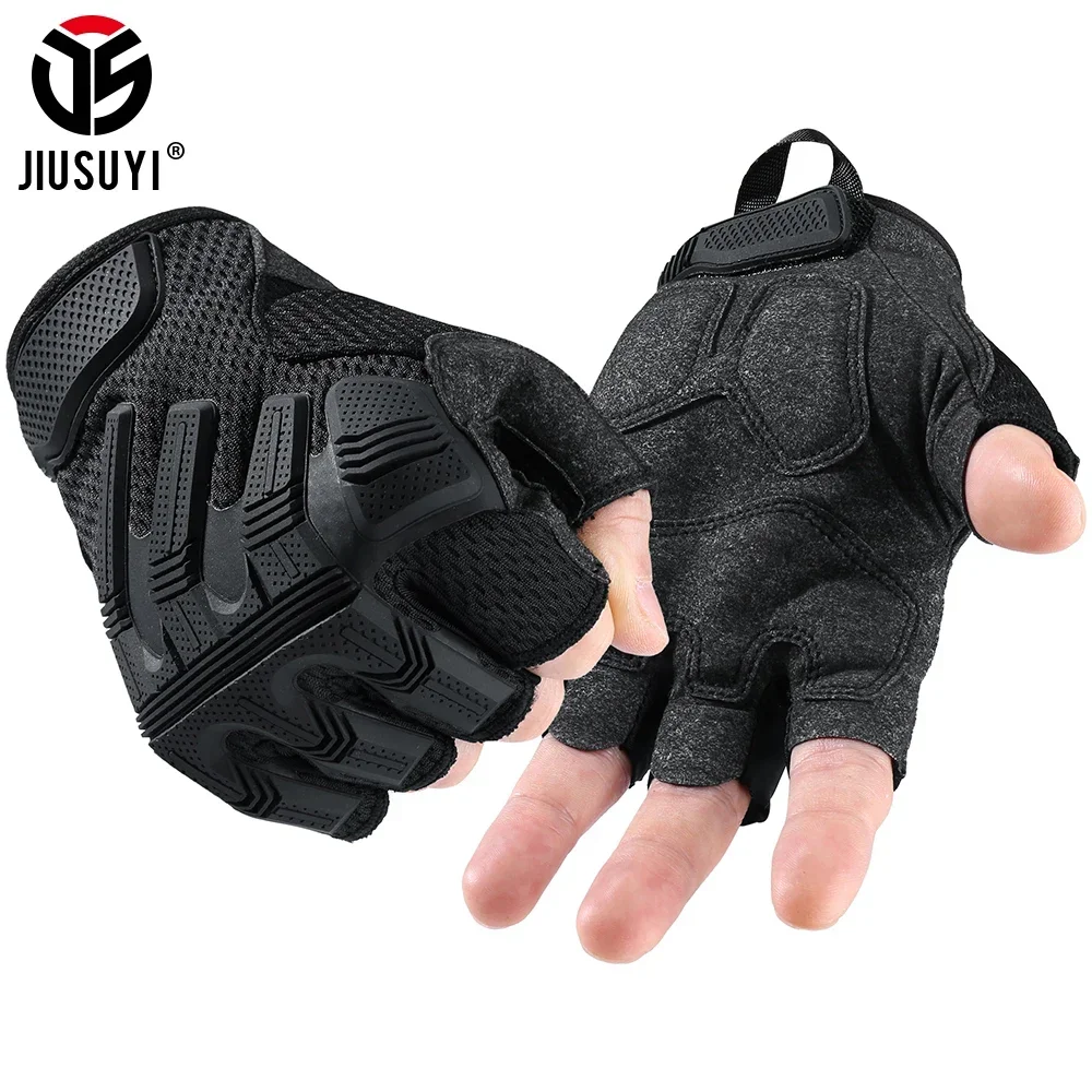 Guantes tácticos de medio dedo para exteriores, manoplas antideslizantes sin dedos para deportes, combate, caza, tiro, Paintball, Airsoft, trabajo en bicicleta - imagen 2